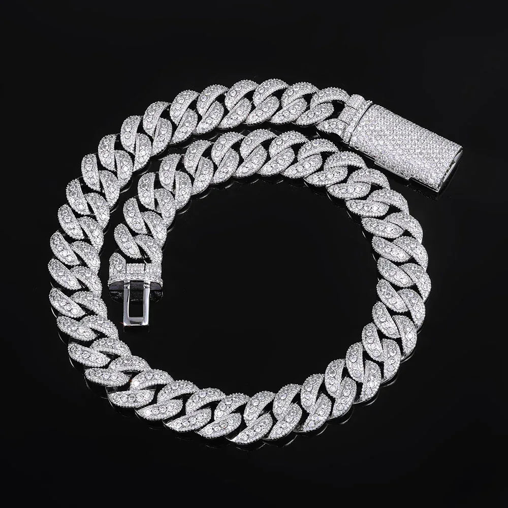 18mm Zircon Cuban Chain Necklace Hip Hop Jewelry - CaratixJewelry